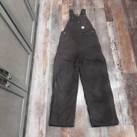 Carhartt Other - Carhartt Youth Lined Duck Bib Overalls Brown OX8732-B Size 16 Double Front Knee
